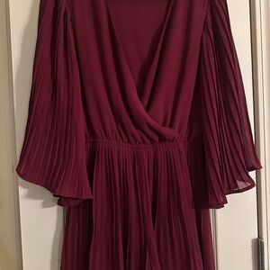 Entro Small Women’s Burgundy Long Sleeve Ribbed Romper Formal